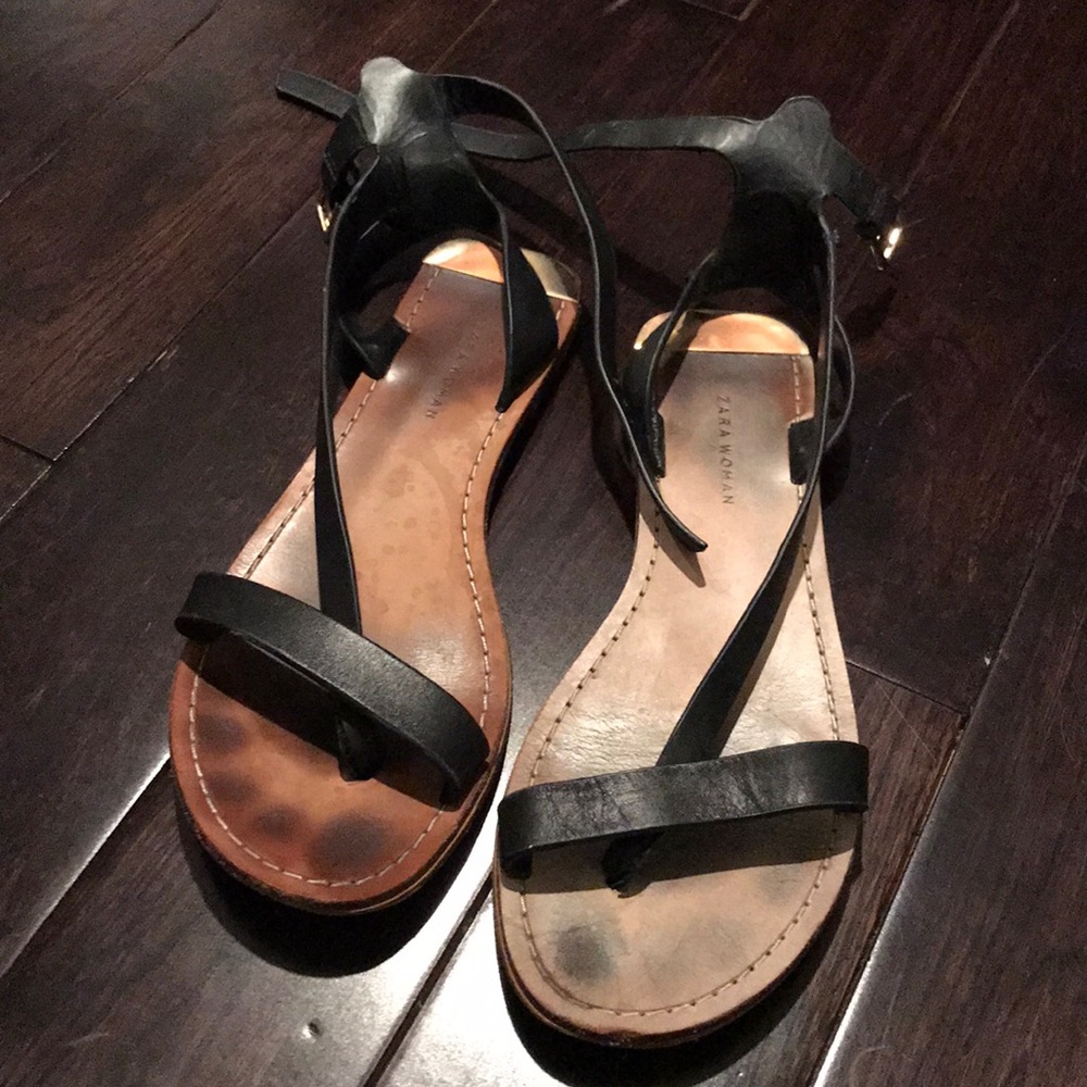 Zara worn black sandals 6